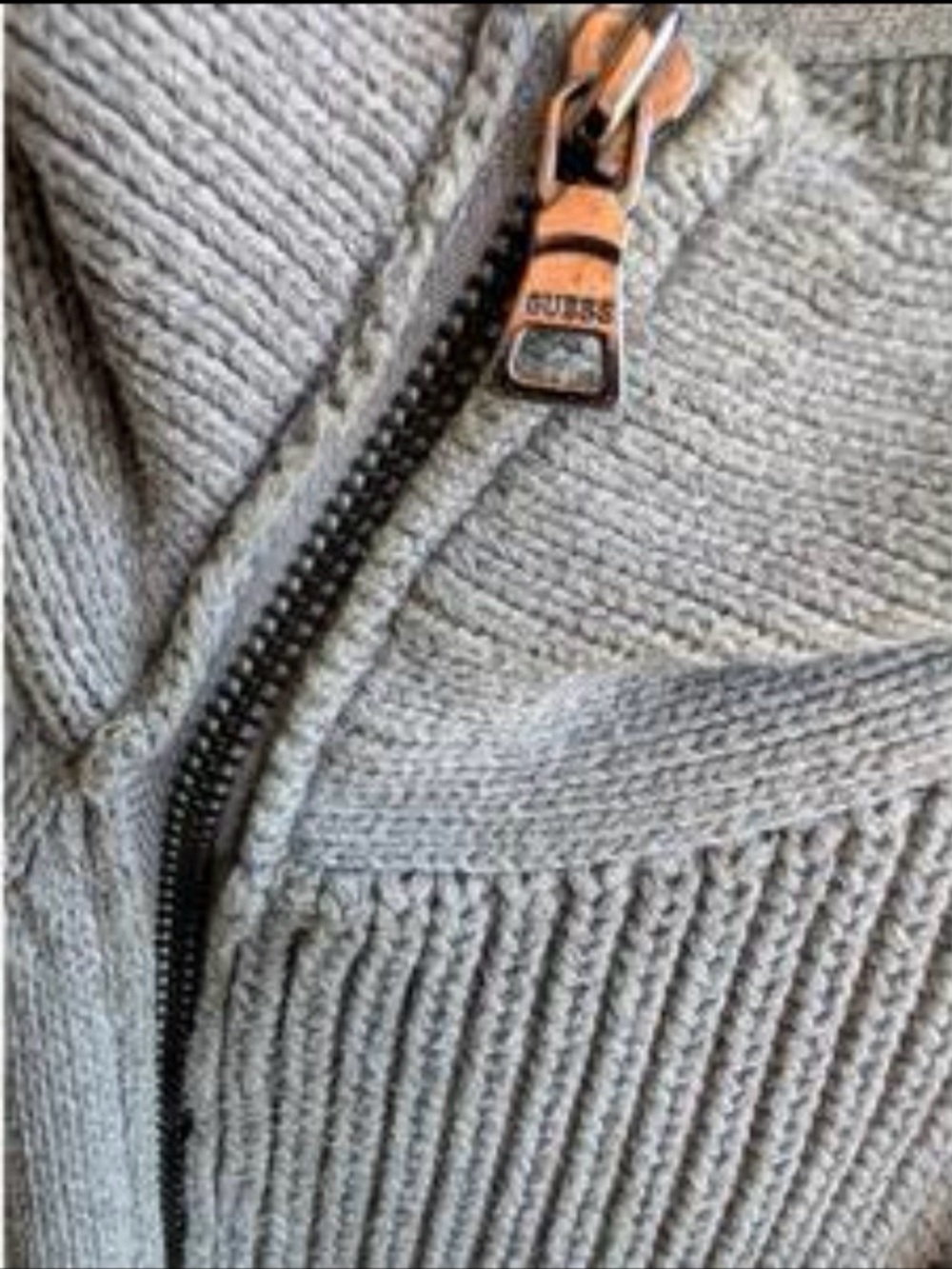 Guess Gray Ribbed Zip-Up Cardigan - Picture 4 of 4